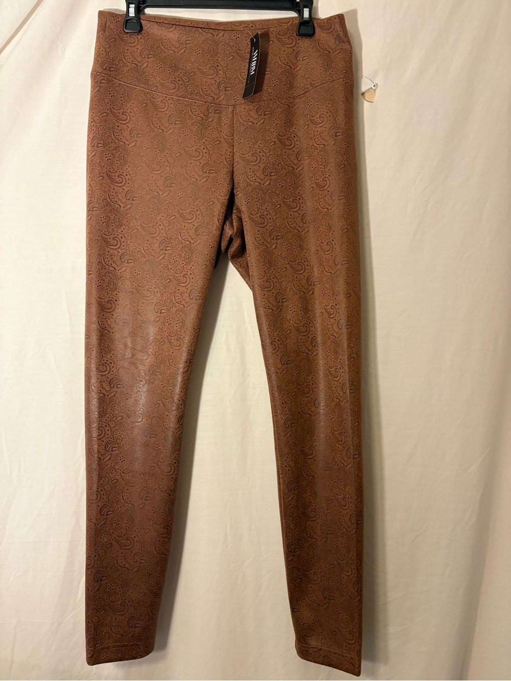 White House Black Market Brown Paisley-Print Suede Leggings